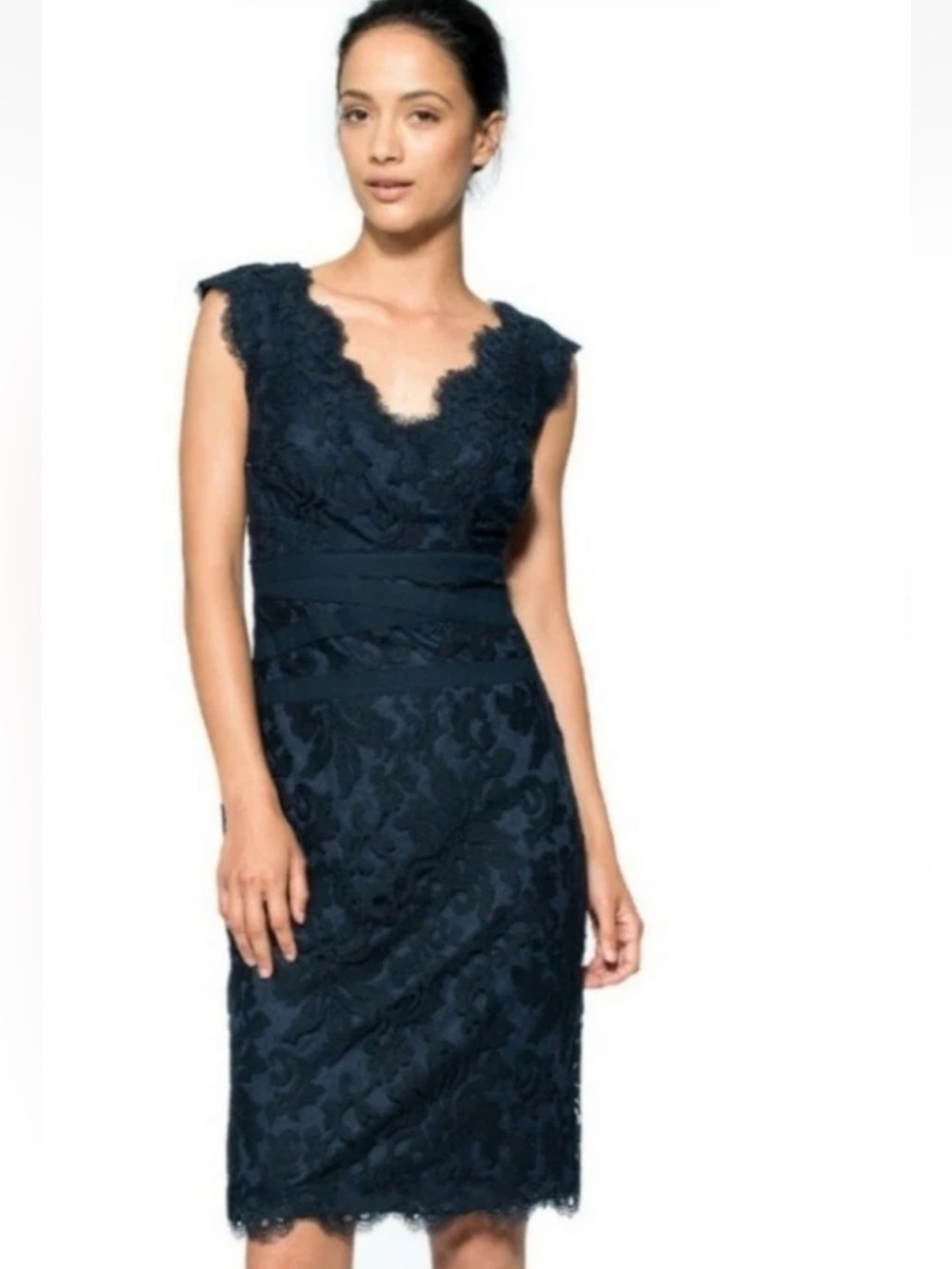 Tadashi Shoji Black Lace Cocktail Wedding Guest Dress